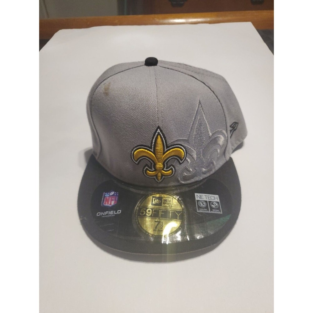 New Era NFL New Orleans Saints Gray 59FIFTY Fitted Hat, Cap, New 7 1/2 59.7cm